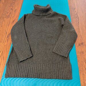 Olive Green Heavy Olive Turtleneck Sweater Small
